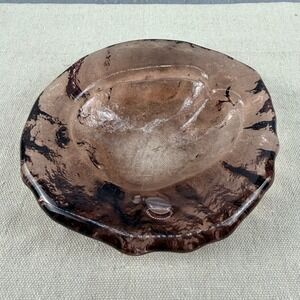 Vintage 1965 Blenko 6023 Chestnut Glass Ashtray 7.5" MCM